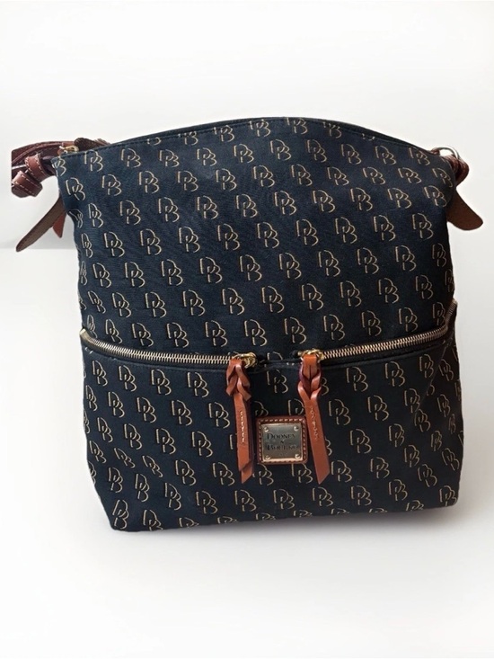 Dooney & Bourke Handbags - Vintage Dooney & Bourke Signature Canvas Hobo Bag | Black & Tan